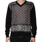 Dolce & Gabbana Black Logo Wool V-neck Pullover Sweater