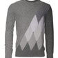 Ballantyne Gray Cashmere Argyle Intarsia Knit Crew Neck Sweater