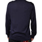 Dolce & Gabbana Navy Blue Silk V-neck Pullover Sweater