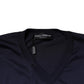 Dolce & Gabbana Navy Blue Silk V-neck Pullover Sweater