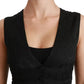 Dolce & Gabbana Black Lace Waistcoat Slim Vest Silk Top