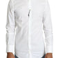 Dolce & Gabbana White Cotton Formal Dress Top GOLD Shirt