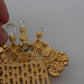 Dolce & Gabbana Gold Brass Clear Crystal Hair Stick Accessory Comb