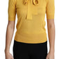 Dolce & Gabbana Yellow Silk Knit Pullover Ascot Collar Top