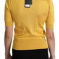 Dolce & Gabbana Yellow Silk Knit Pullover Ascot Collar Top