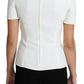 Dolce & Gabbana White Viscose Stretch Short Sleeves Blouse Top
