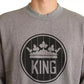 Dolce & Gabbana Gray Crown King Cotton Pullover Sweater