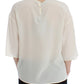 Dolce & Gabbana White Sequined Key Silk Blouse T-shirt Top