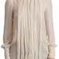 Dolce & Gabbana Off White Silk Long Sleeve Turtle Neck Top
