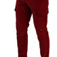 Dolce & Gabbana Red Corduroy Cotton Cargo Skinny Pants