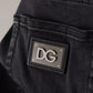Dolce & Gabbana Gray Running Denim Stretch Logo Skinny Jeans