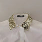 Dolce & Gabbana White Cotton Collared Long Sleeves Sequin Top Shirt