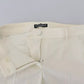 Dolce & Gabbana White High Waist Tapered Wool Pants
