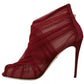 Dolce & Gabbana Red Tulle Ankle Boots Stiletto Heels Shoes