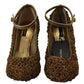 Dolce & Gabbana Gold Roses Embellished Heels Pumps Shoes