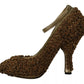 Dolce & Gabbana Gold Roses Embellished Heels Pumps Shoes