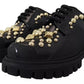 Dolce & Gabbana Black Leather Trekking Derby Embellished Shoes