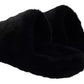 Dolce & Gabbana Black Polyester Faux Fur Mens Flats Sandals Shoes