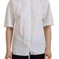 Dolce & Gabbana White Cotton Button Front Short Sleeve Shirt