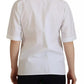 Dolce & Gabbana White Cotton Button Front Short Sleeve Shirt