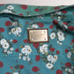 Dolce & Gabbana Blue Floral Cotton Button Down Denim Shirt