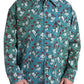 Dolce & Gabbana Blue Floral Cotton Button Down Denim Shirt