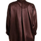 Dolce & Gabbana Brown Silk Collared Long Sleeves Top Blouse