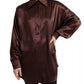 Dolce & Gabbana Brown Silk Collared Long Sleeves Top Blouse