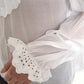 Dolce & Gabbana White Cotton Lace Trim Turtle Neck Blouse
