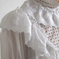 Dolce & Gabbana White Cotton Lace Trim Turtle Neck Blouse