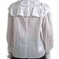 Dolce & Gabbana White Cotton Lace Trim Turtle Neck Blouse