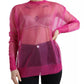 Dolce & Gabbana Pink Sheer Long Sleeves Crewneck Top Blouse
