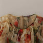 Dolce & Gabbana Beige Floral Sleeveless Round Neck Mini Dress