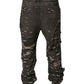 Dolce & Gabbana Gray Tattered Cotton Straight Men Denim Jeans