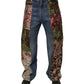 Dolce & Gabbana Blue Patchwork Cotton Straight Denim Jeans