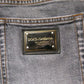 Dolce & Gabbana Gray Logo Cotton Stretch Skinny Denim Jeans