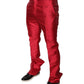 Dolce & Gabbana Red Silk Slim Fit Mid Waist Dress Formal Pants
