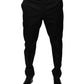 Dolce & Gabbana Black Cotton Tapered Formal Dress Pants