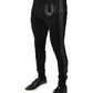Dolce & Gabbana Black Horseshoe Embellished Wool Slim Fit Pants