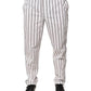 Dolce & Gabbana White Stripes Cotton Skinny Dress Pants