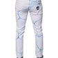 Dolce & Gabbana White Blue Cotton Stretch Skinny Denim Jeans