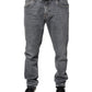 Dolce & Gabbana Gray Logo Cotton Stretch Skinny Denim Jeans