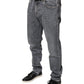 Dolce & Gabbana Gray Logo Cotton Stretch Skinny Denim Jeans