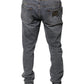 Dolce & Gabbana Gray Logo Cotton Stretch Skinny Denim Jeans