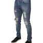 Dolce & Gabbana Blue Tattered Cotton Stretch Skinny Denim Jeans