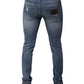 Dolce & Gabbana Blue Tattered Cotton Stretch Skinny Denim Jeans