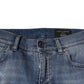 Dolce & Gabbana Blue Tattered Cotton Stretch Skinny Denim Jeans