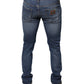 Dolce & Gabbana Blue Tattered Cotton Stretch Skinny Denim Jeans