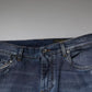 Dolce & Gabbana Blue Tattered Cotton Stretch Skinny Denim Jeans