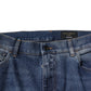 Dolce & Gabbana Blue Cotton Tattered Skinny Denim Jeans